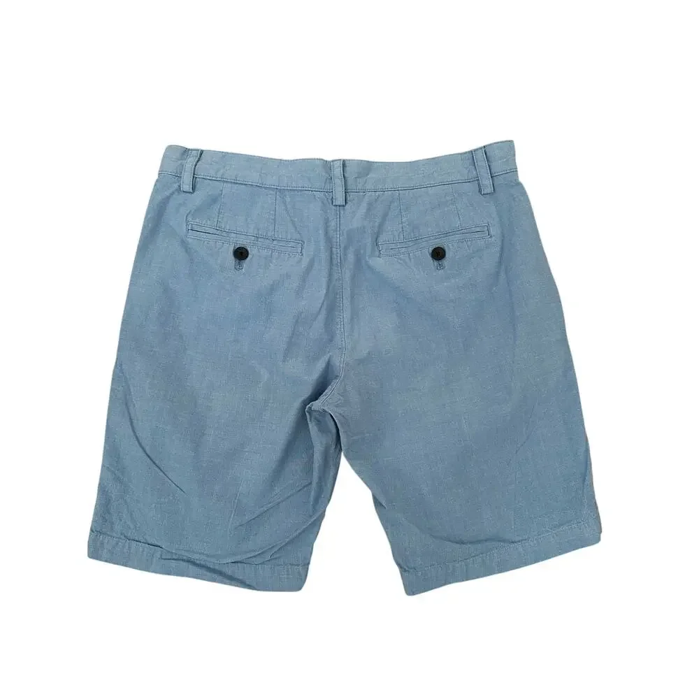 Banana Republic Men Aiden Light Blue Chino Classic Flat Front Shorts Size 31